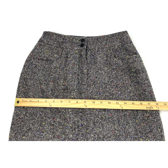 Talbots Midi Skirt Women Size 4 Wool‎ Blend Black Tweed Straight Preppy Academia - Picture 7 of 10